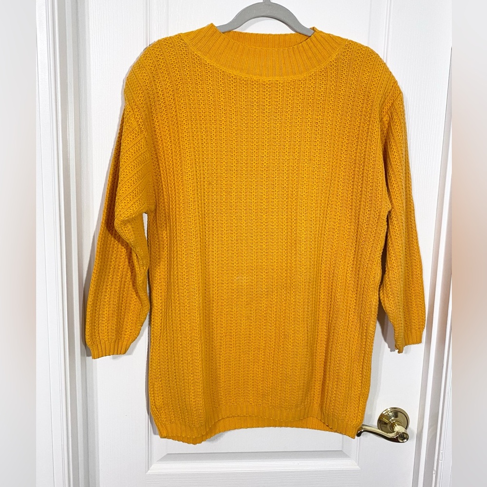 80s Pierre Cardin USA MADE Textured Knit Tunic Sweater Vintage Orange Sz Medium